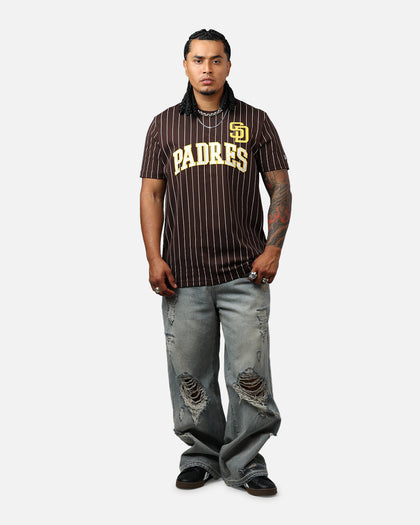 New Era San Diego Padres Throwback Pinstripe T-Shirt Brown
