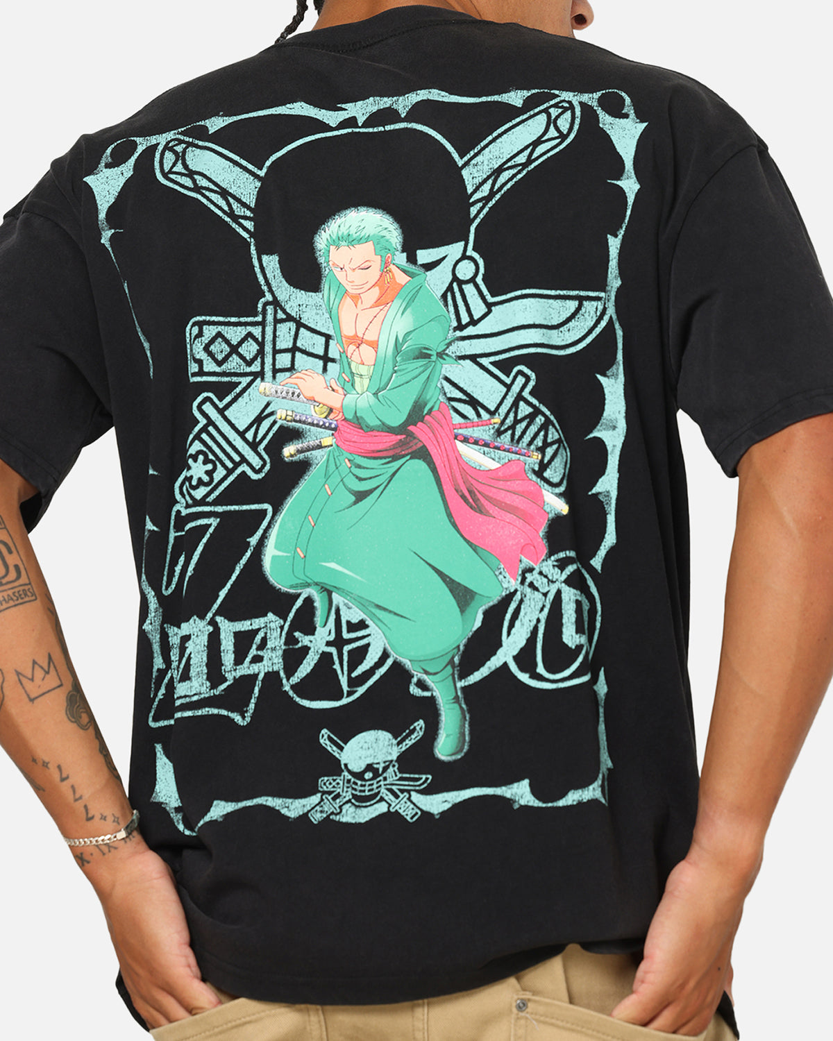73Studio X One Piece Zoro Vintage T-Shirt Off Black | Culture Kings US