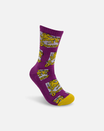 Foot-ies Brisbane Broncos Crew Socks 2 Pack White/Maroon