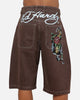 Ed Hardy Serpent Jorts Brown