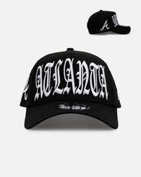 New Era Atlanta Braves 'Oversized Gothic Script Crown' 9FORTY A-Frame Snapback Black/White