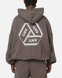 The Anti Order Reverse Logo Hoodie Charcoal Grey