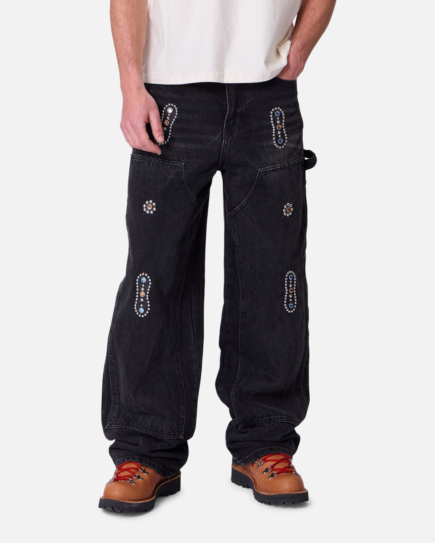 MNML Ultra Baggy Western Jewel Jeans Washed Black | Culture Kings US