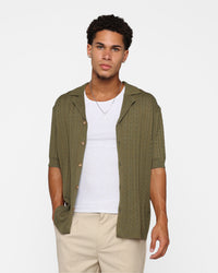 XXIII Terry Knit Button Up Shirt Khaki