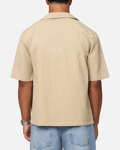 Saint Morta Flocka Button Up Shirt Tan