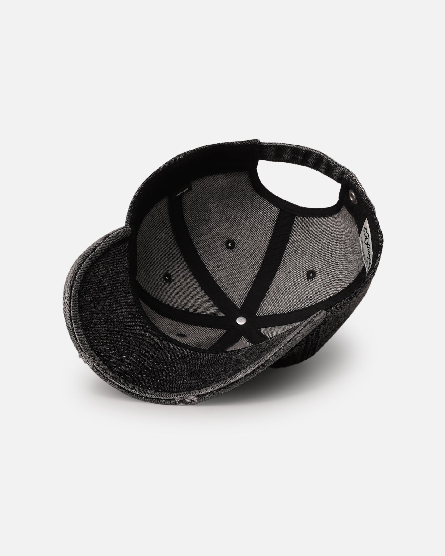 Ed Hardy Distressed Denim Strapback Cap Black Wash | Culture Kings US