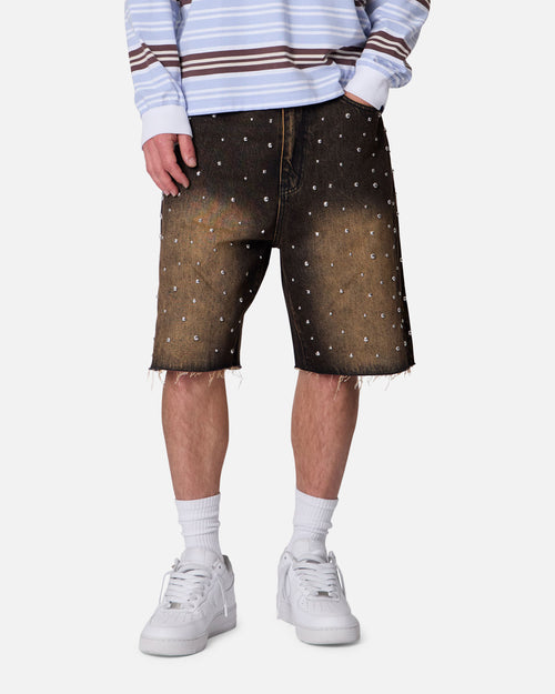 MNML Baggy Stud Denim Shorts Black