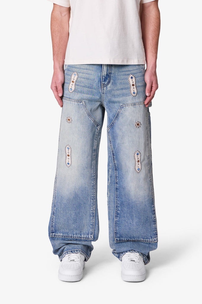 MNML Ultra Baggy Western Jewel Jeans Blue | Culture Kings US
