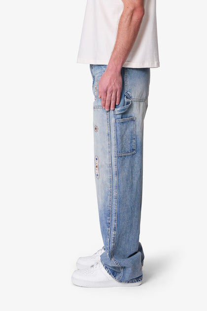 MNML Ultra Baggy Western Jewel Jeans Blue