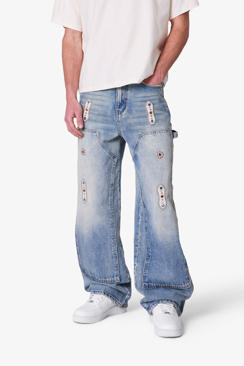 MNML Ultra Baggy Western Jewel Jeans Blue | Culture Kings US