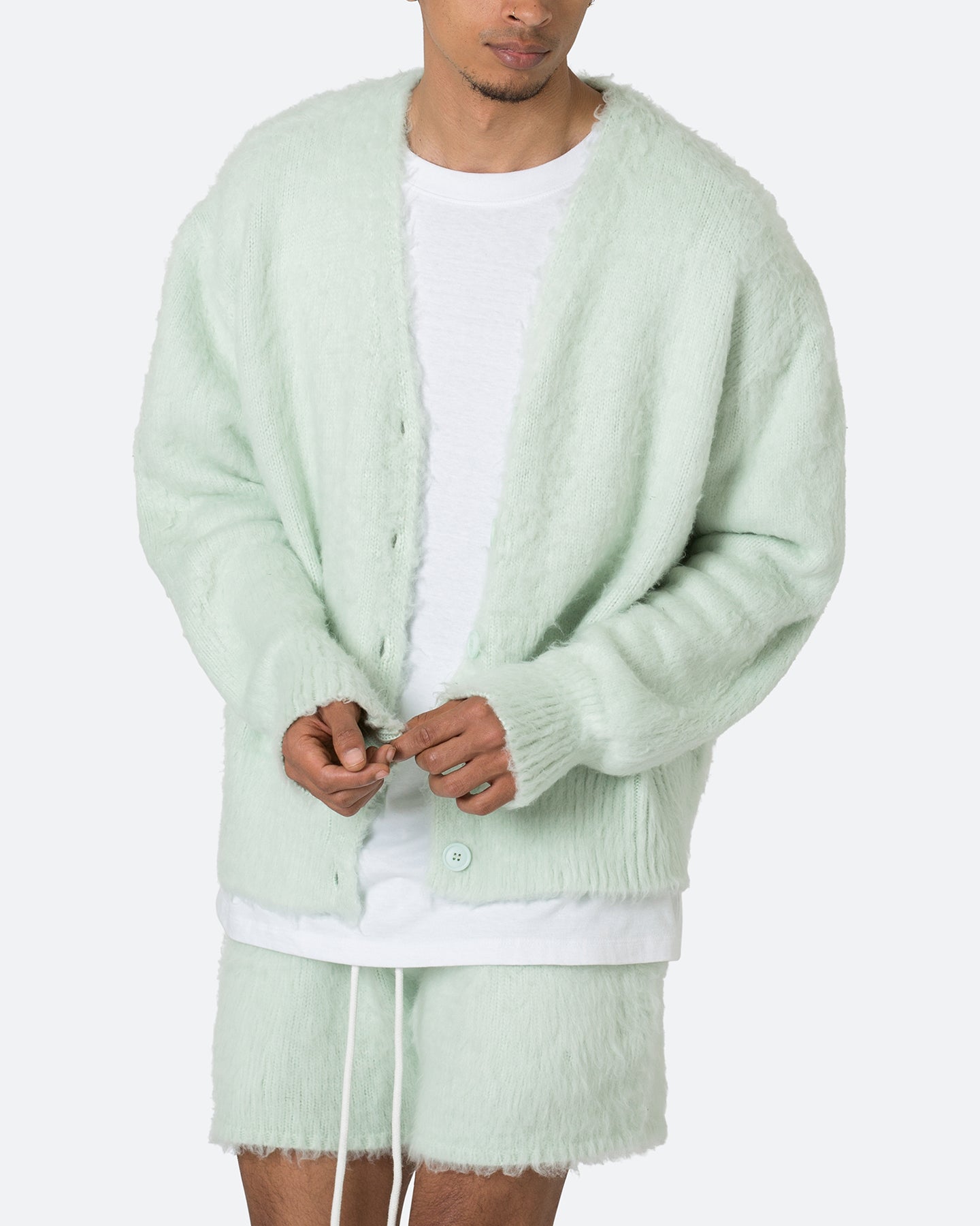 MNML Fuzzy Cardigan Sweater Mint | Culture Kings US
