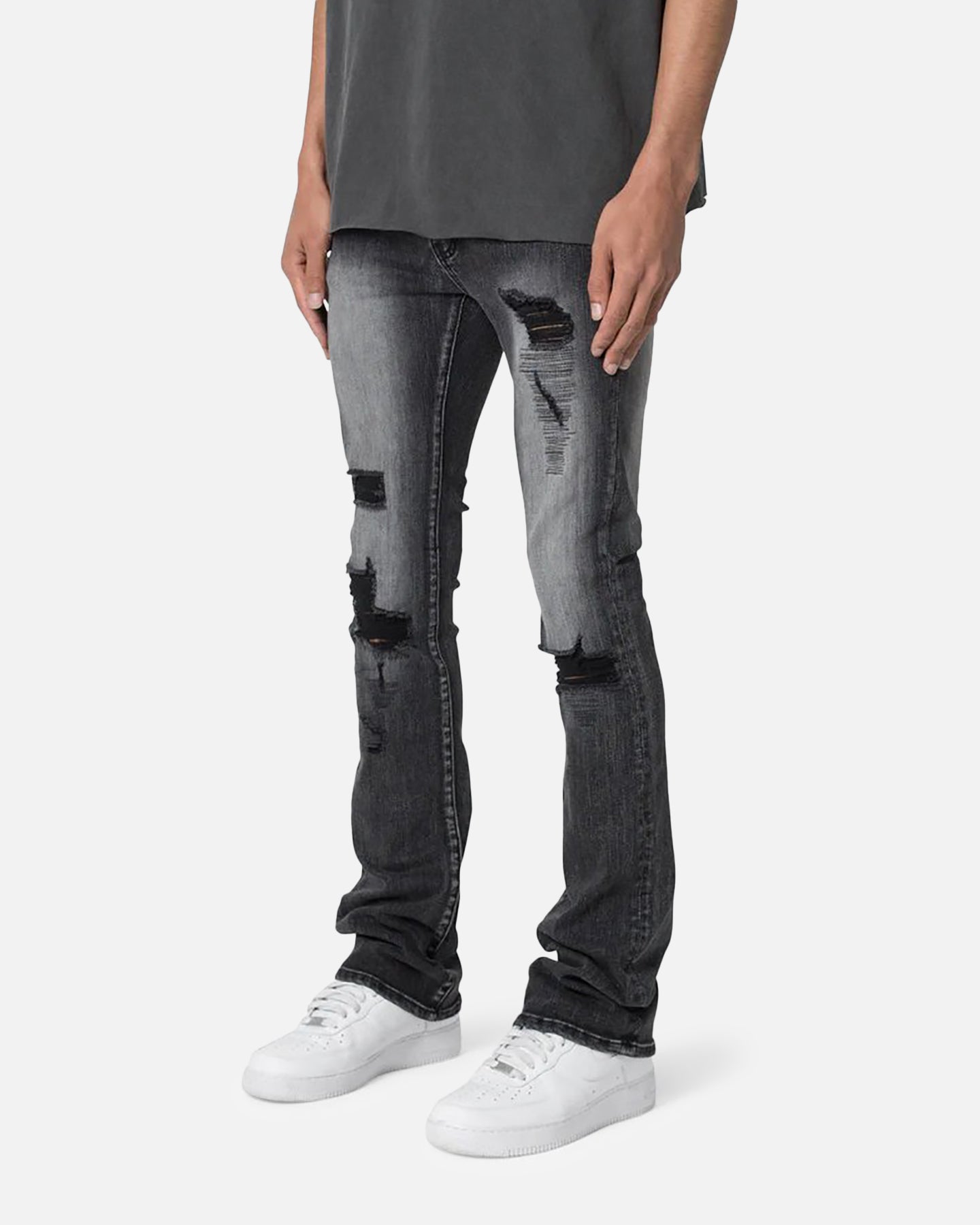 MNML X635 Ripped Flare Denim Jeans Black | Culture Kings US