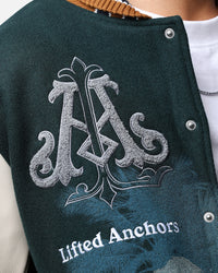 Lifted Anchors "Kournikova" Varsity Tennis Jacket Deep Green