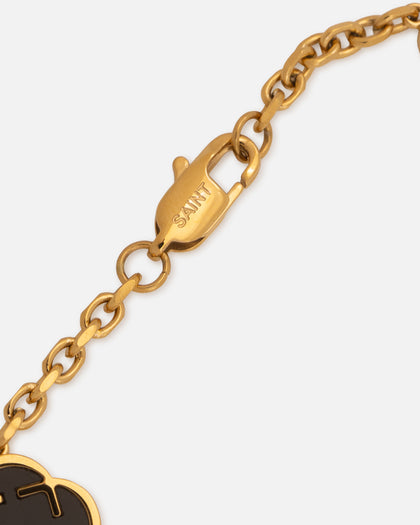 Saint Morta Onyx Clover Bracelet Gold