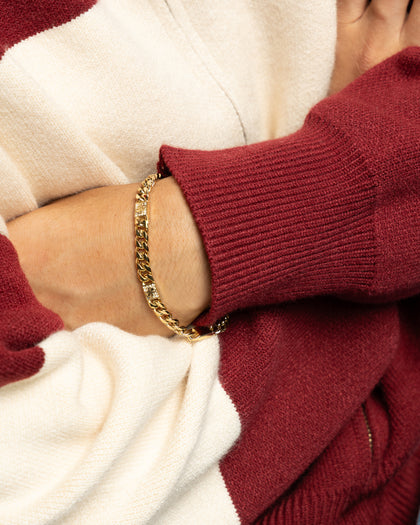 Guess Mainline 4G Curb Chain Pave Bracelet Gold