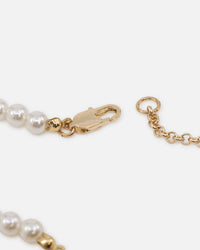 Ed Hardy Scroll Logo Carrie Pearl Necklace Gold