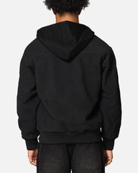 Saint Morta Gothic Hooded PU Bomber Jacket Black/Black