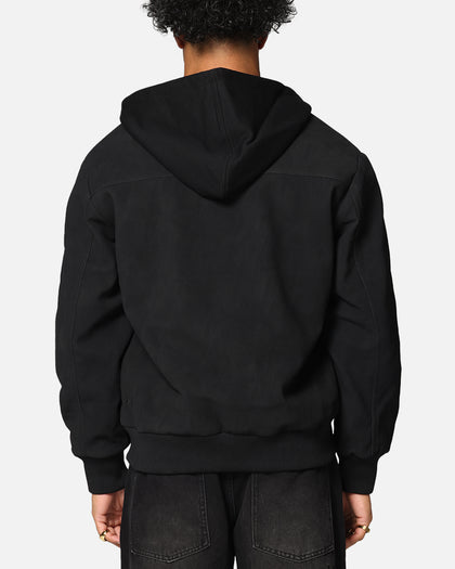 Saint Morta Gothic Hooded PU Bomber Jacket Black/Black