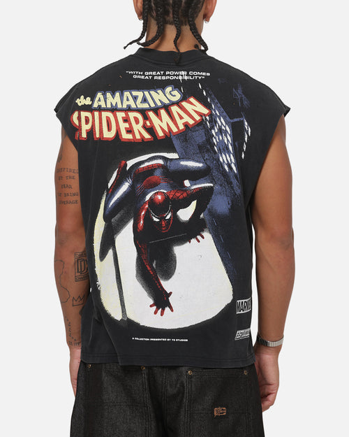 73Studio Marvel Spotlight Muscle T-Shirt Black Acidwash