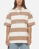 Vouseti Post Game Polo Shirt Latte White Stripe