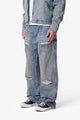 MNML Ultra Baggy Distressed Work Denim Vintage Blue