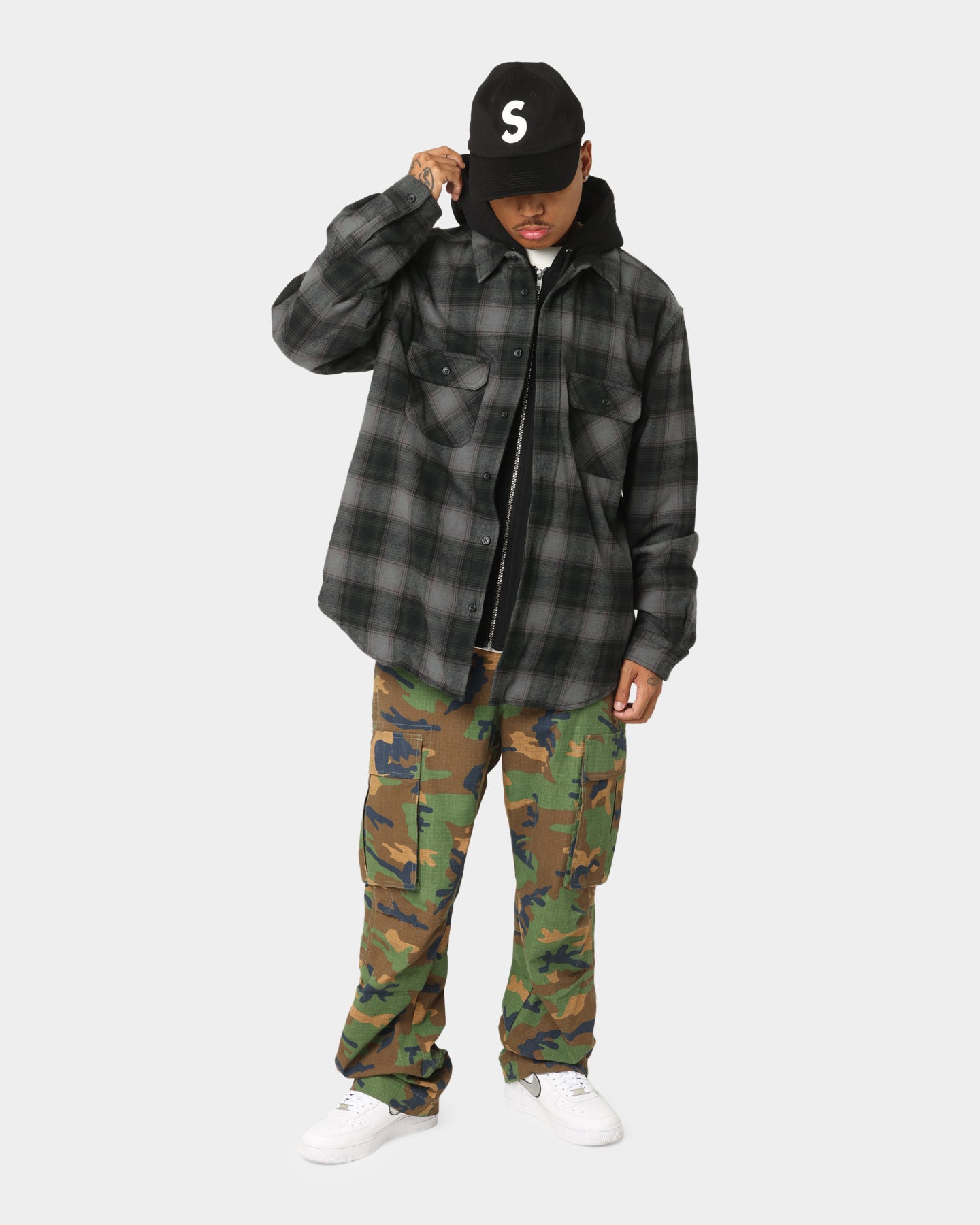 M 黒 Supreme Hooded Flannel Zip Up Shirt Supreme Hooded Flannel Zip Up Shirt Black | Culture Kings US