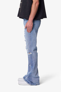 MNML Distressed Super Flare Denim Blue