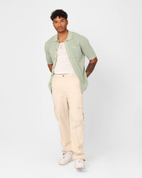 XXIII Zyair Knit Rib Button Up Shirt Sage