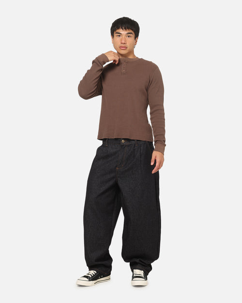 American Thrift Waffle Henley Shirt Washed Brown