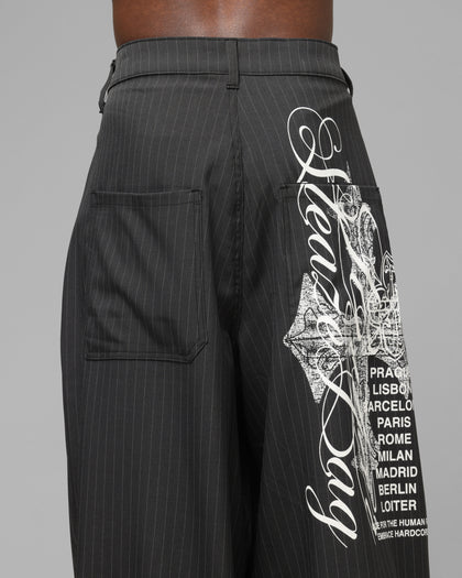 Loiter Eastern Bloc Pinstripe Trousers Black Pinstripe