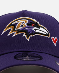 New Era Baltimore Ravens 'Team Color Hearts' 9FORTY A-Frame Snapback Official Team Color