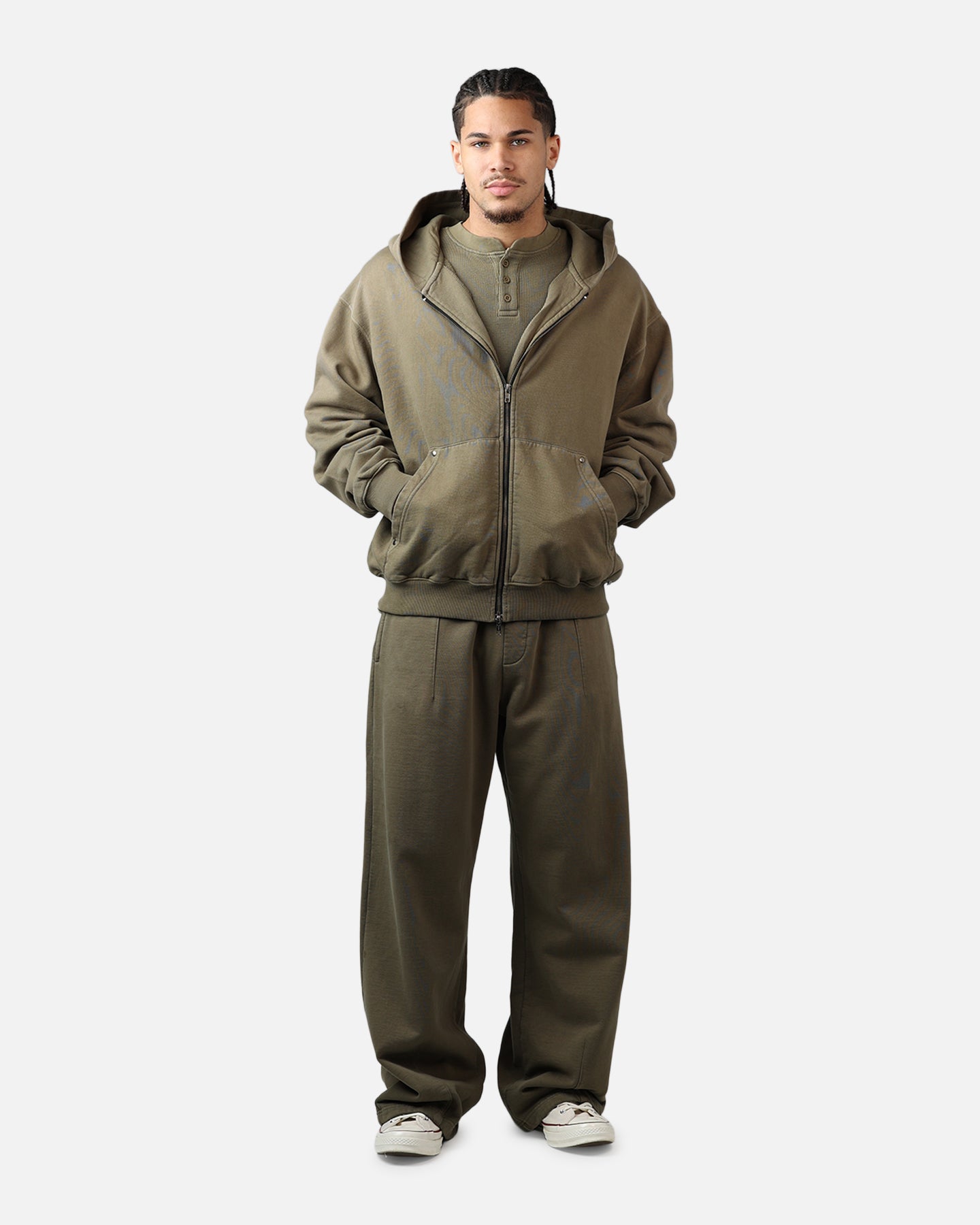 American Thrift Zip Hoodie Washed Olive | Culture Kings US