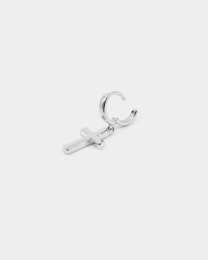 NXS Mini Cross Earring White Gold