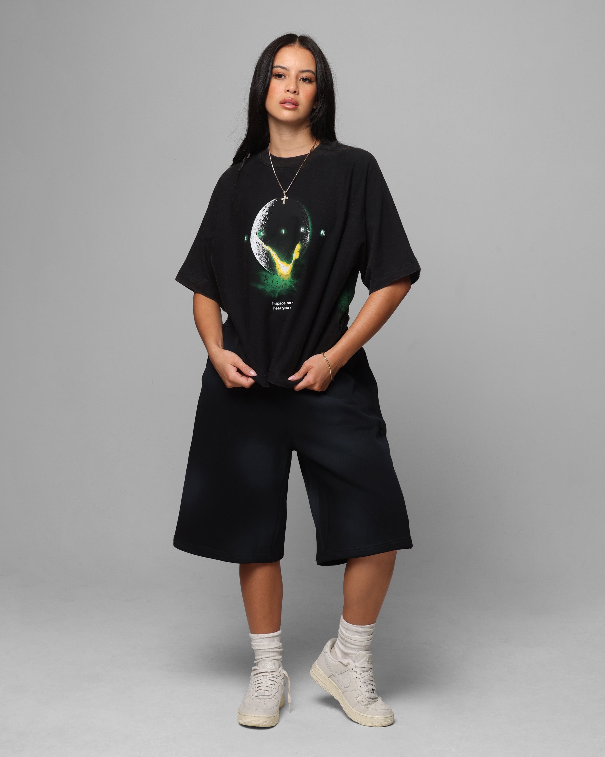 Loiter Alien Boxy T-Shirt Washed Black | Culture Kings US