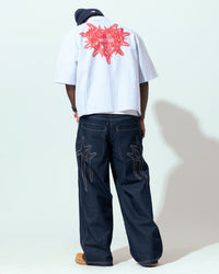 Loiter Riot Squad Button Up T-Shirt Blue Pin Stripe