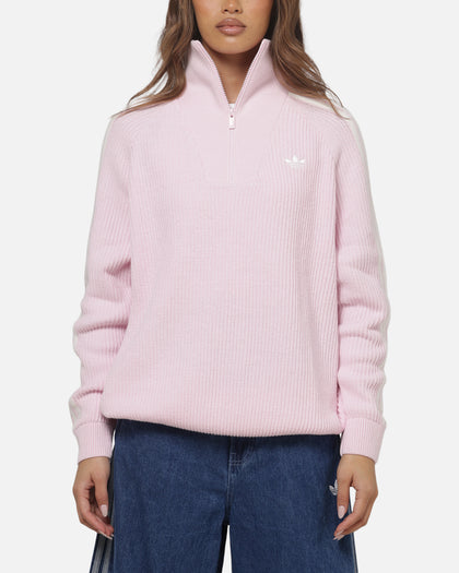 Adidas Women's Funnel Neck Quarter Zip Sweatshirt Pink