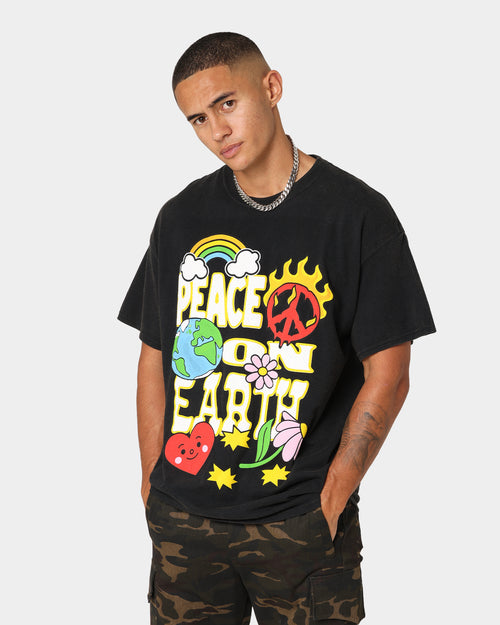 Goat Crew Peace On Earth Vintage T-Shirt Washed Black