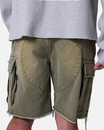 MNML Distressed Cargo Shorts Olive