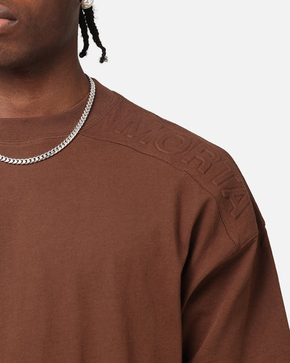 Saint Morta Emboss Boxy T-Shirt Dark Brown