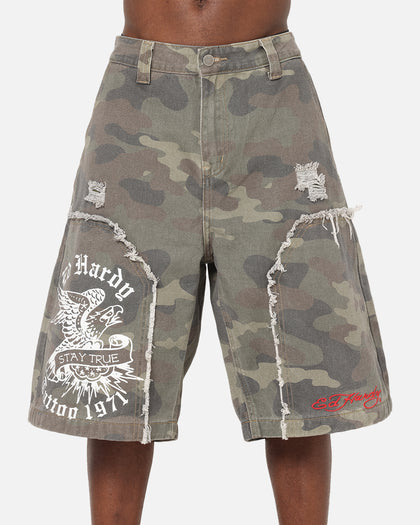 Ed Hardy Distress Camo Carpenter Jorts Camo