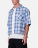 MNML Crop Flannel Short Sleeve Shirt Blue