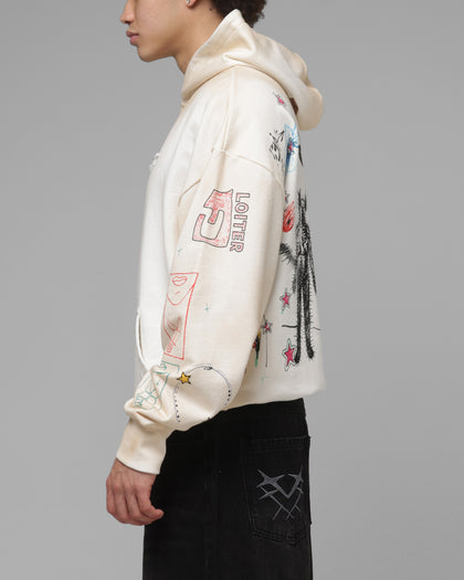 Loiter Hand Drawn Hoodie Off White