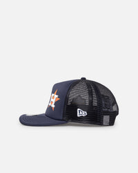 New Era Houston Astros 'Puff Print' Pre-Curved Golfer Trucker Snapback Navy