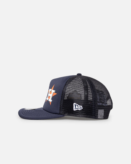New Era Houston Astros 'Puff Print' Pre-Curved Golfer Trucker Snapback Navy