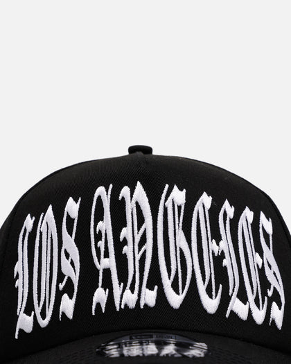 New Era Los Angeles Lakers 'Oversized Gothic Script Crown' 9FORTY A-Frame Snapback Black/White