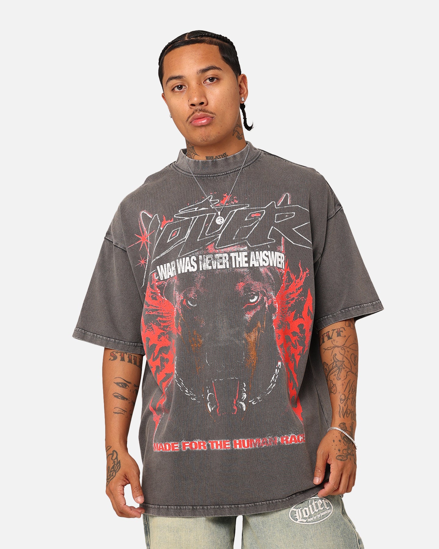 Loiter Dog Tag Oversized T-Shirt Charcoal Grey | Culture Kings US