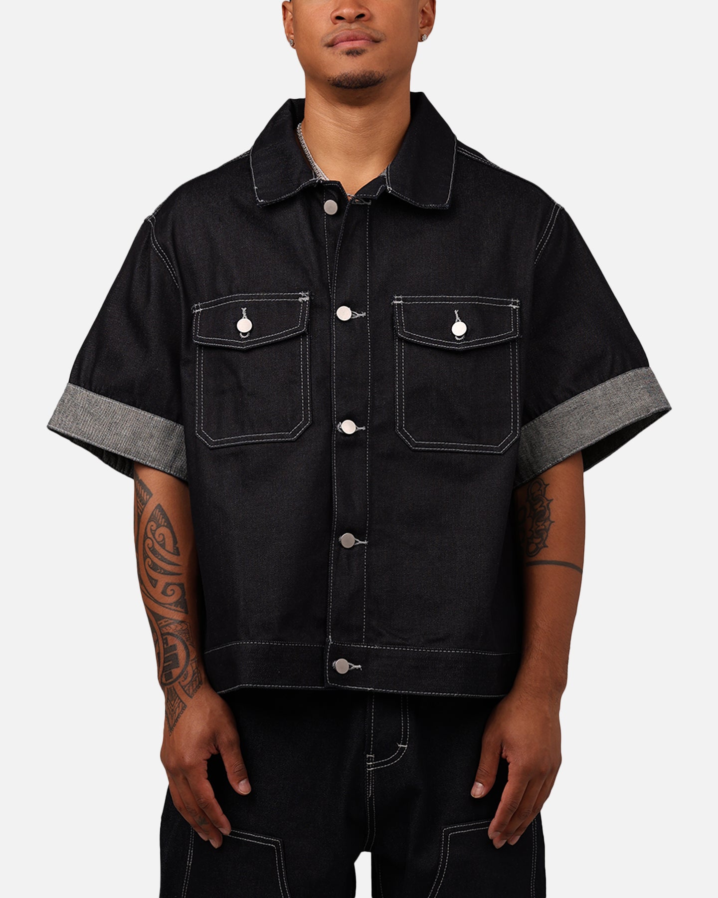 MNML Raw Denim Short Sleeve Jacket Blue | Culture Kings US