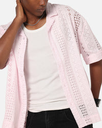 Saint Morta Crochet Button Up Shirt Pink