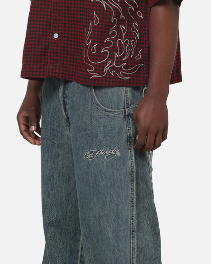 Ed Hardy Dragon Ultra Wide Jeans Mid Blue