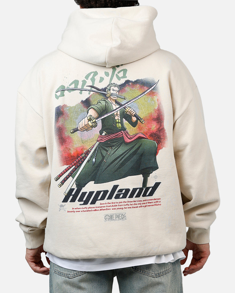 Hypland X One Piece Zoro Flame Hoodie Cream | Culture Kings US